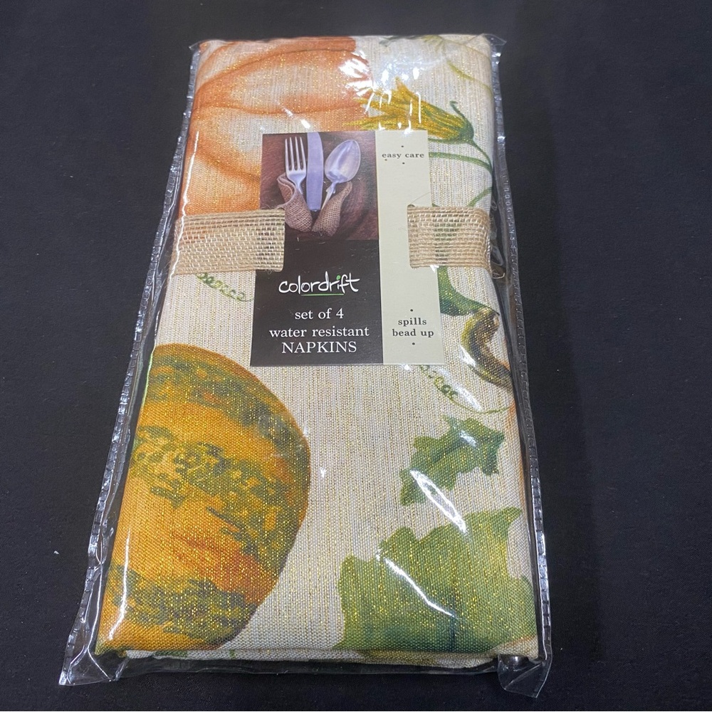 Colordrift Harvest napkins set of 4 pumpkin shimmer new in package